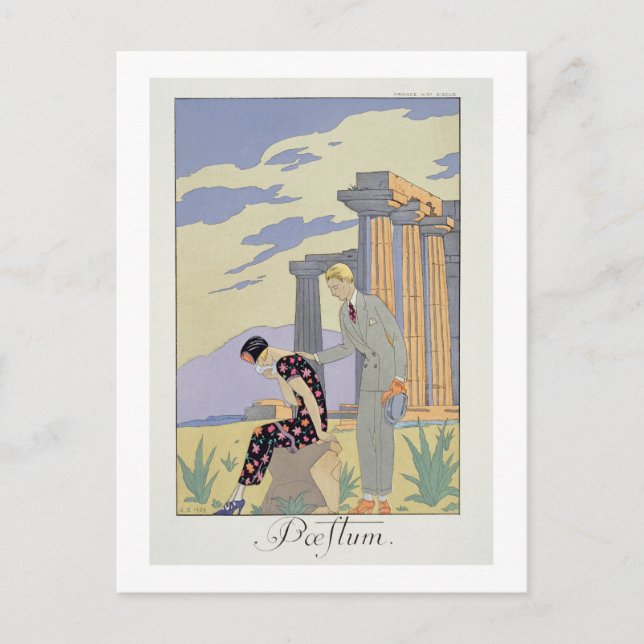 Carte Postale Paestum, 1924 (tirage pochoir) (Devant)