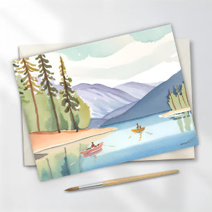Carte Postale Pagaie sur le lac   Aquarelle de paysage