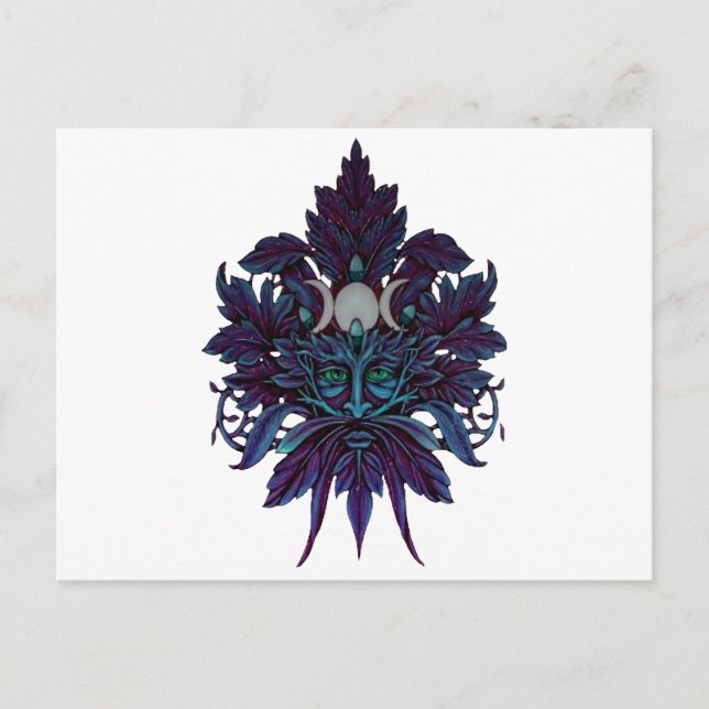 Carte Postale Pagan Green Man Triple Lune Wiccan Dieu (Devant)