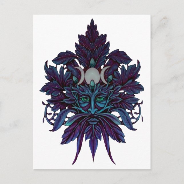 Carte Postale Pagan Green Man Triple Lune Wiccan Dieu (Devant)