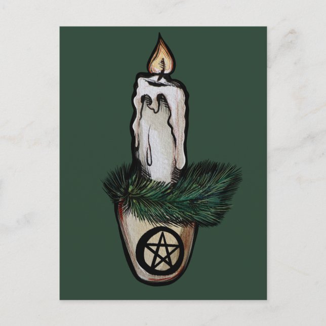 Carte Postale Pagan Yule Chandelle wicca w (Devant)