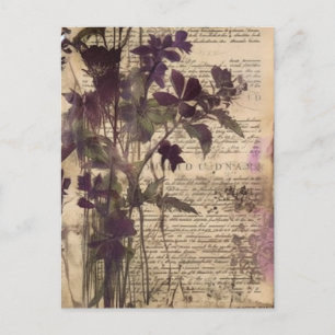 Carte Postale Page Aquarelle florale - Journal Vintage