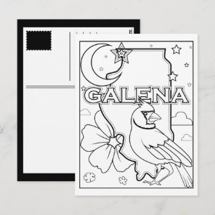 Carte Postale page de coloriage de l'état de galena illinois