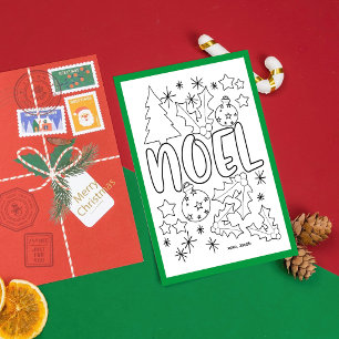 Carte Postale Page de coloriage de Noël avec ligne de signature