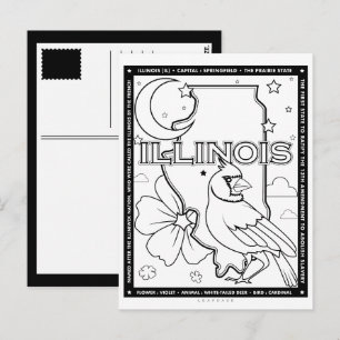 Carte Postale page de coloriage sur la forme et les faits de l'I