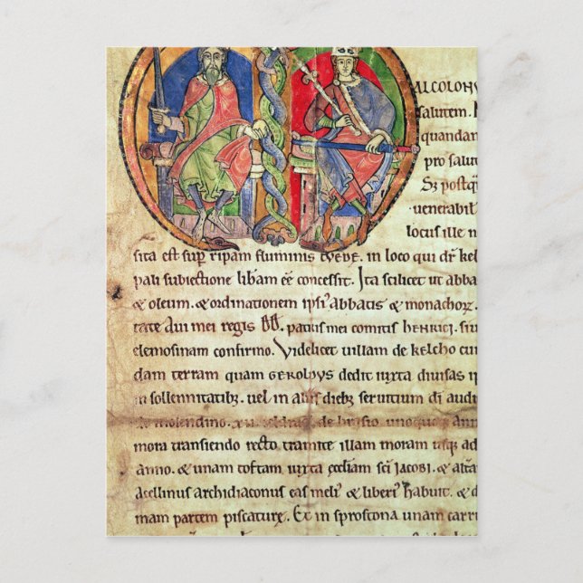 Carte Postale Page de la Charte Abbaye de Kelso avec (Devant)