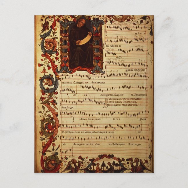Carte Postale Page de notation musicale avec historiée (Devant)