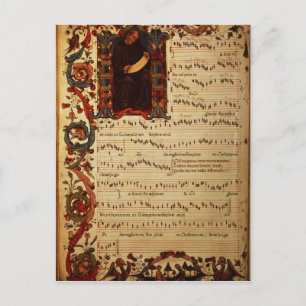 Carte Postale Page de Notation musicale avec historien