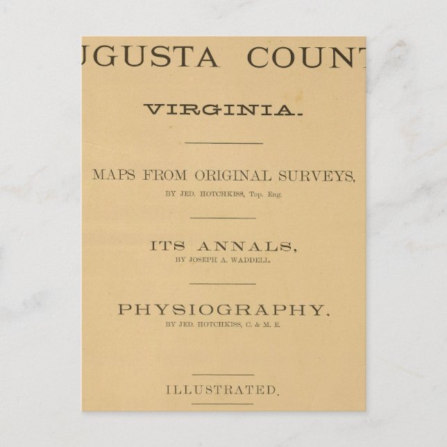 Carte Postale Page de titre Comté d'Augusta, Virginie (Devant)