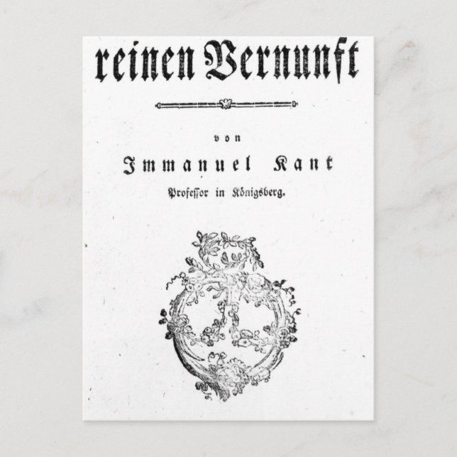 Carte Postale Page de titre "Critique de la Pure (Devant)