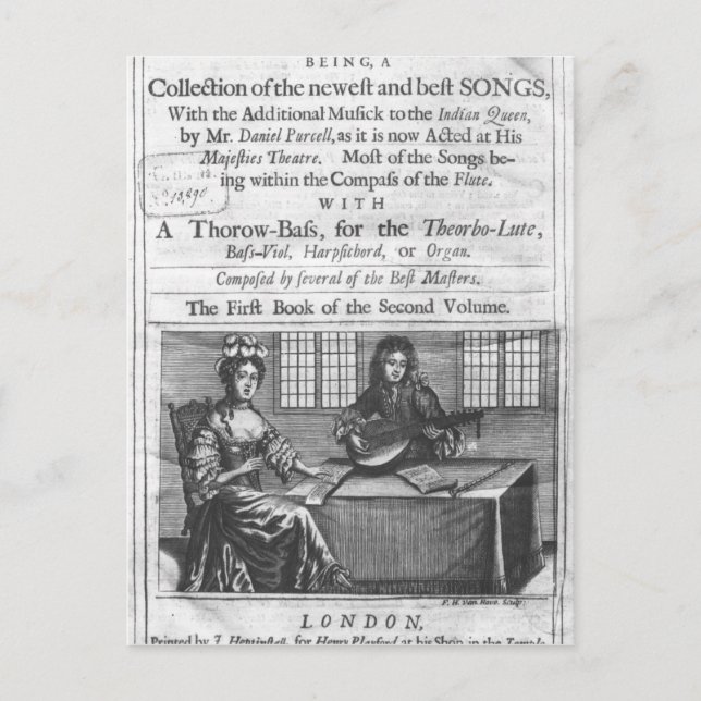 Carte Postale Page de titre de 'Deliciae Musicae' (Devant)
