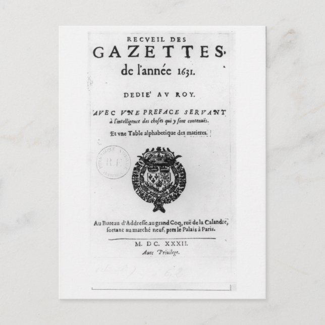 Carte Postale Page de titre de la première collection de 'La (Devant)