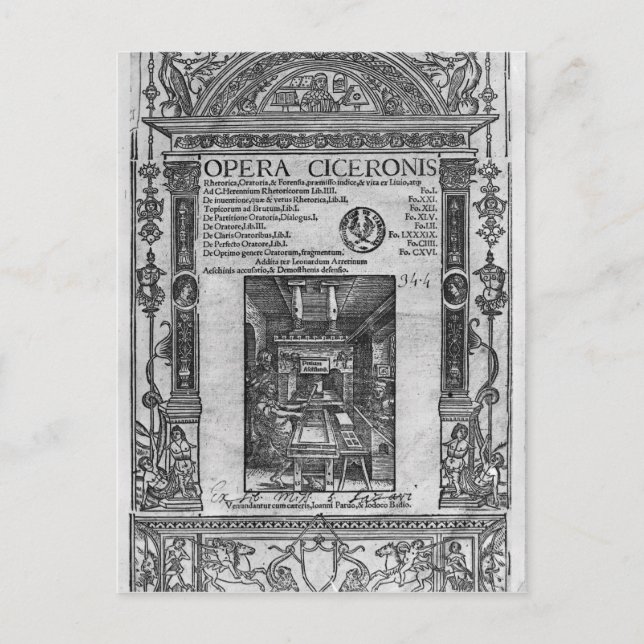 Carte Postale Page de titre de 'Opera Ciceronis', publié 1520 (Devant)