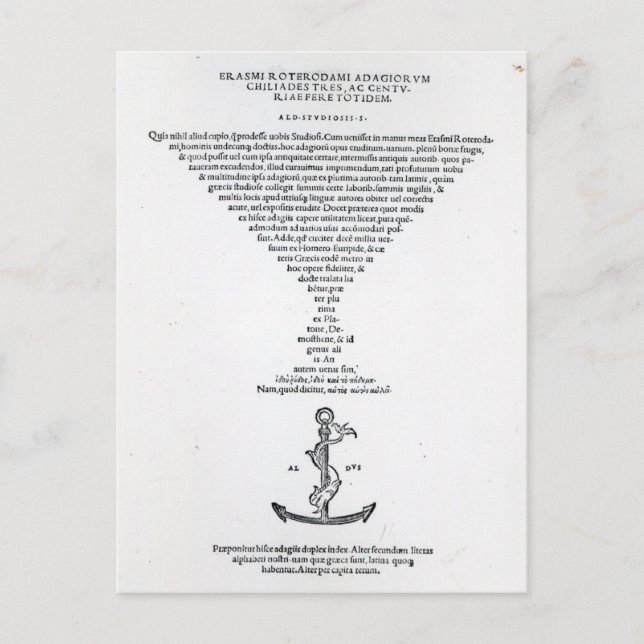 Carte Postale Page de titre des Adages d'Erasmus (Devant)