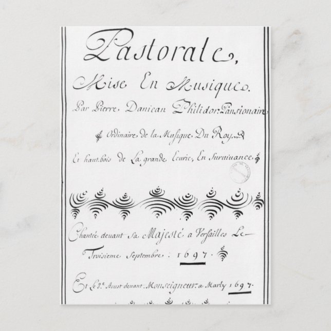 Carte Postale Page de titre du 'Pastorale' (Devant)