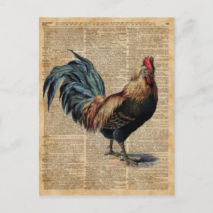 Carte Postale Page du livre du dictionnaire Vintage Cottage Roos