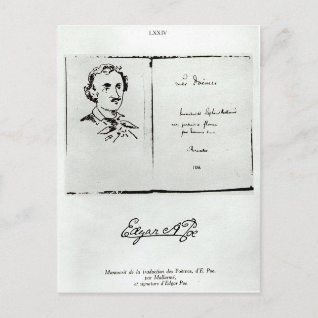 Carte Postale Page titre de "Les Poemes" par Edgar Allan Poe (Devant)