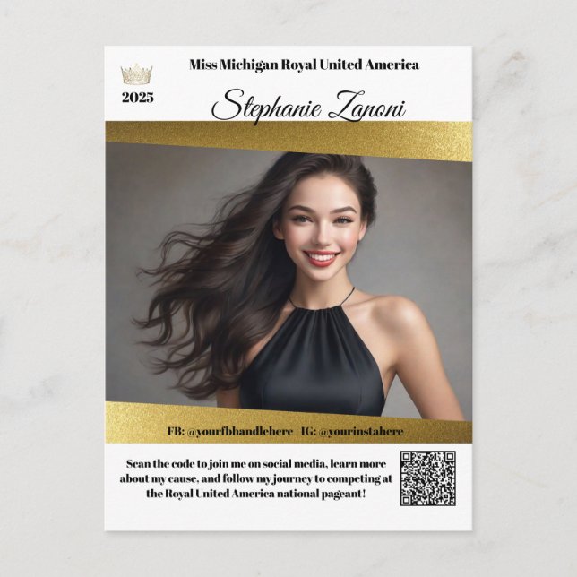 Carte Postale Pageant Promo Autograph Card Gold Shine | Code QR (Devant)