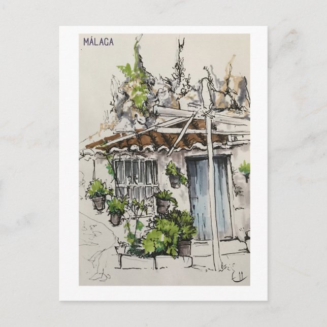 Carte Postale Pages Skethchbook. Málaga. Marques (Devant)