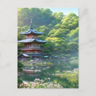 Carte Postale Pagode dans le Jardin Vert