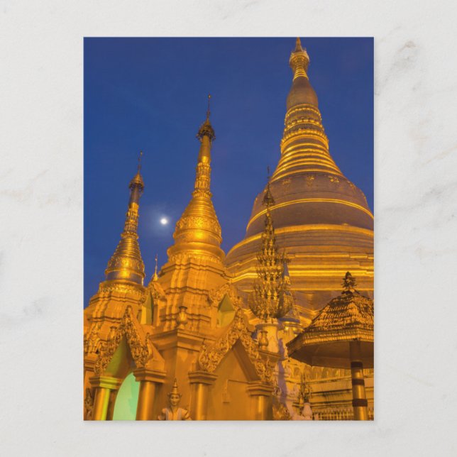 Carte Postale Pagode de Shwedagon la nuit, Myanmar (Devant)