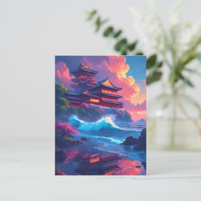 Carte Postale Pagode Dreamwave au bord de la mer (Debout devant)