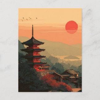 Carte Postale Pagode japonaise vintage