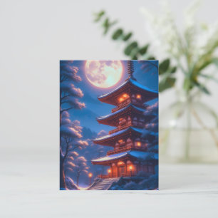 Carte Postale Pagode mystique sous le ciel lunaire