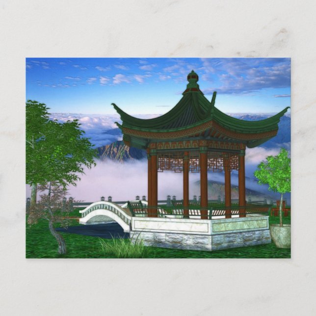 Carte Postale Pagode Nature Paysage Imaginaire Art (Devant)