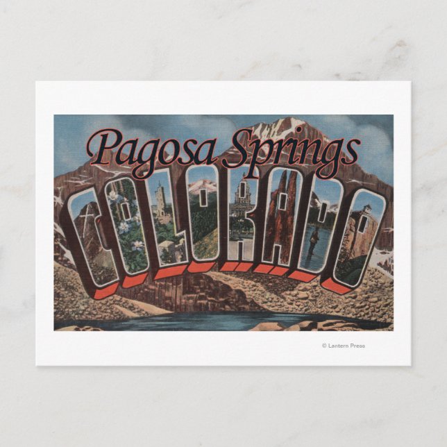 Carte Postale Pagosa Springs, Colorado - Grandes Lettres (Devant)