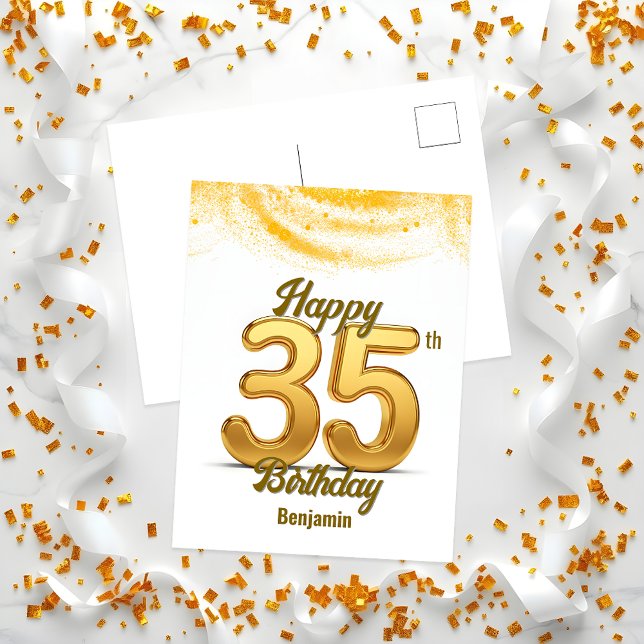 Carte Postale Pailletant Or Élégant Confetti 35e Anniversaire (Créateur téléchargé)