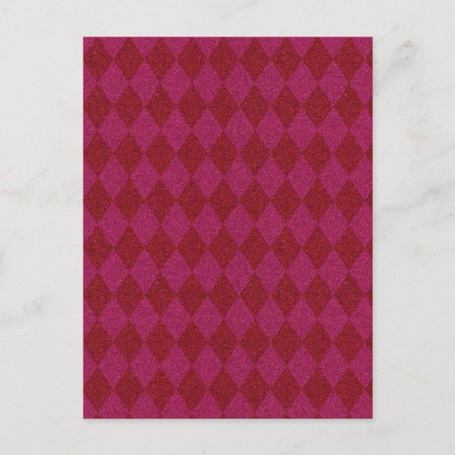 Carte Postale Pailletés diamant rose et rouge (Devant)