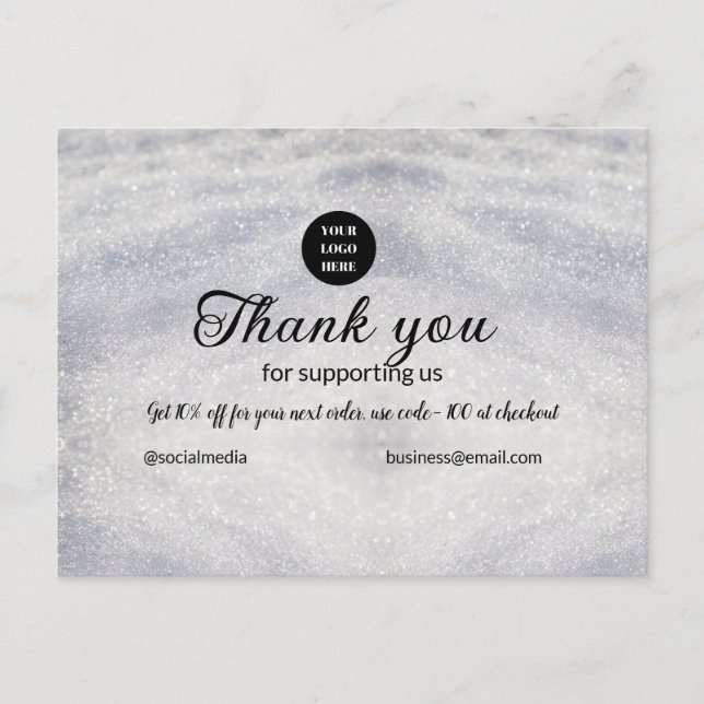 Carte Postale paillette bleue ajouter texte de logo merci de la  (Devant)