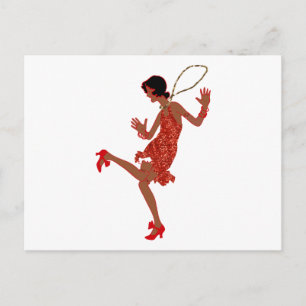 Carte Postale paillette noire rouge