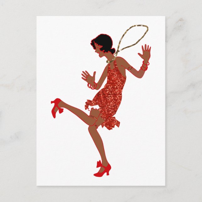 Carte Postale paillette noire rouge (Devant)