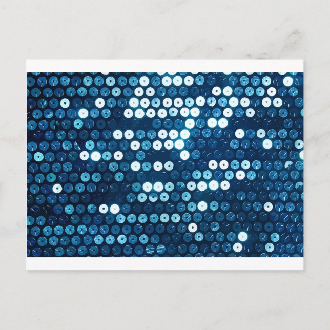 Carte Postale paillettes bleu brillant (Devant)