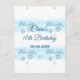 Carte Postale Paillettes bleu ciel ajouter date de naissance nom