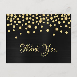 Carte Postale Paillettes de diamant doré sur satin noir dégradé 
