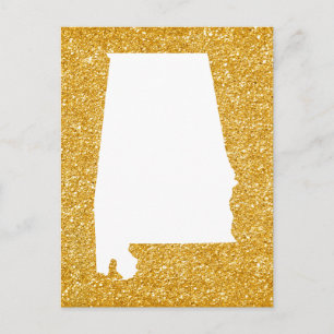 Carte Postale Paillettes dorées et Alabama blanc