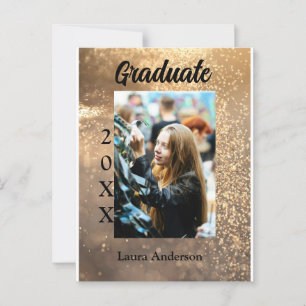 Carte Postale Paillettes dorées photo graduation ajout nom class