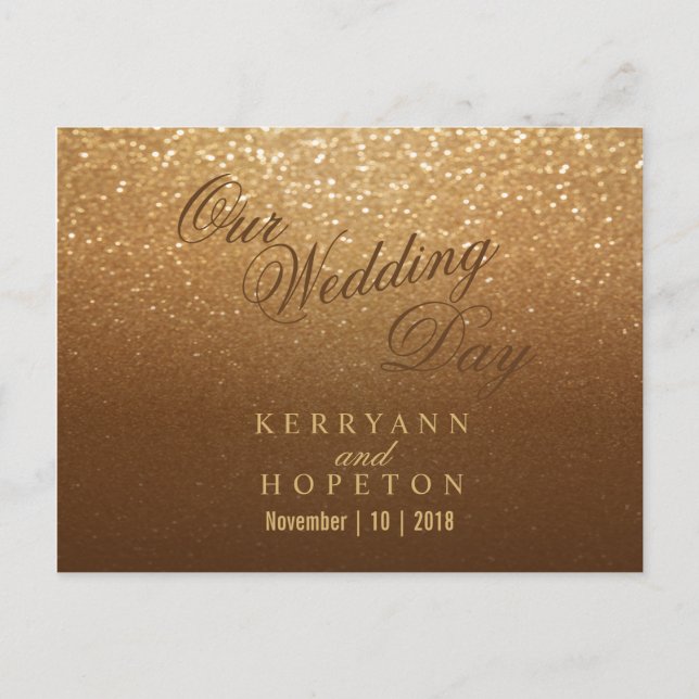 Carte Postale Paillettes Marron et Or - RSVP (Devant)