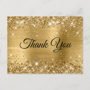Carte Postale Paillettes Or Feuille 30e Anniversaire Merci