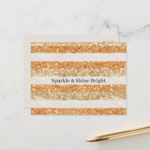 Carte Postale Paillettes orange doré Crème Rayures Étincelle & B