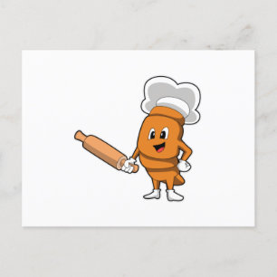 Carte Postale Pain comme cuisson avec broche à rouleaux