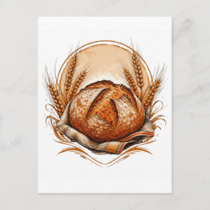 Carte Postale Pain de campagne artisanal au levain traditionnel