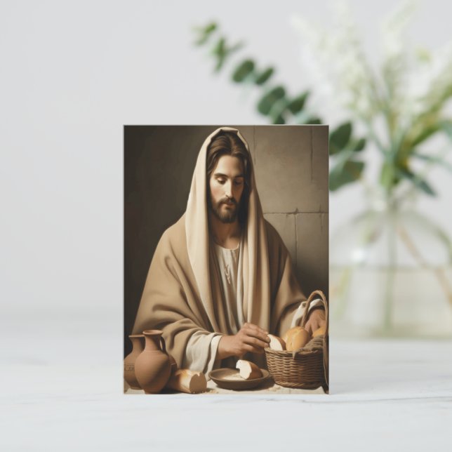 Carte Postale Pain de rupture : le moment sacré de Jésus (Debout devant)