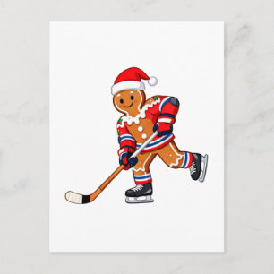 Carte Postale Pain d'épice Hockey Noël Hockey sur glace Sports