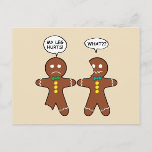 Carte Postale Pain d'épices biscuit Humour de Noël Beige Fêtes