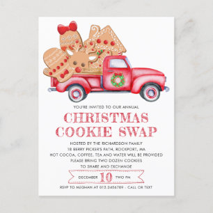 Carte Postale Pain d'épices Cookie Camion rouge Cookie Invitatio