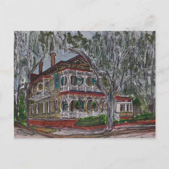 Carte Postale pain d'épices maison Savannah Géorgie peinture d'a (Devant)